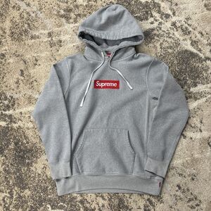 Supreme Box Logo Hoodie Gray Men's Large Heather Gray Long Sleeve Pullover